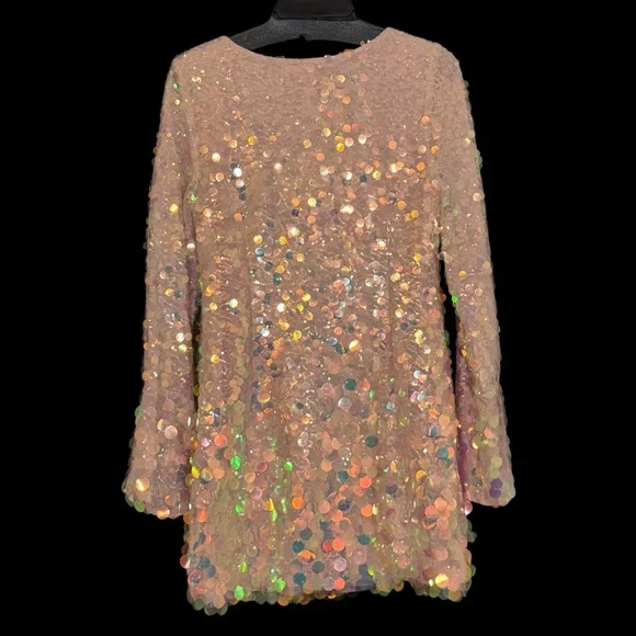 NWT LoveShackFancy Party Mini Dress Spring Metallic Iridescent Sequin Formal - Picture 3 of 8